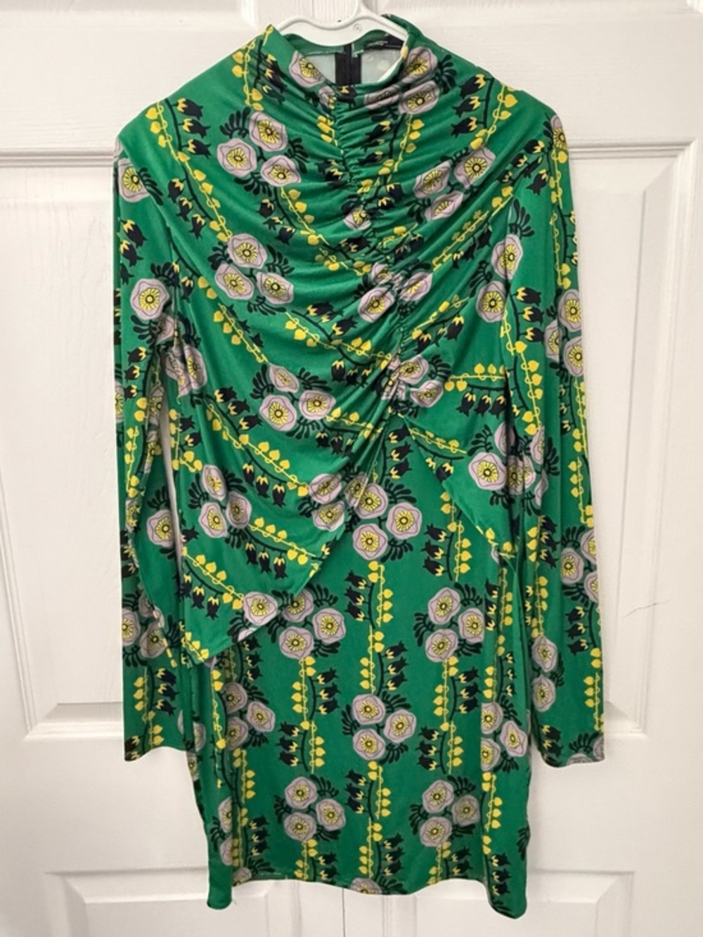 Zara Green Floral Long Sleeve Dress